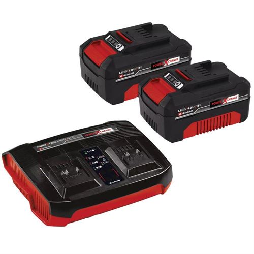 STARTER KIT 2 BATTERIE 18V 4Ah+CARICABATTERIA COMPATTO EINHELL